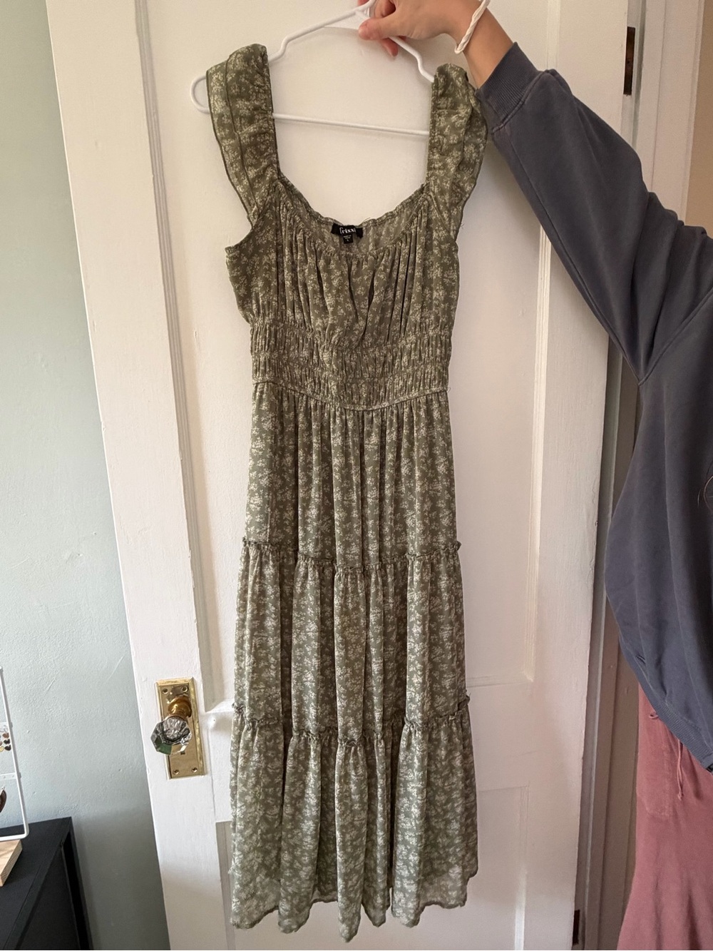 Trixxi Olive Floral Tiered Maxi Dress - Picture 1 of 2